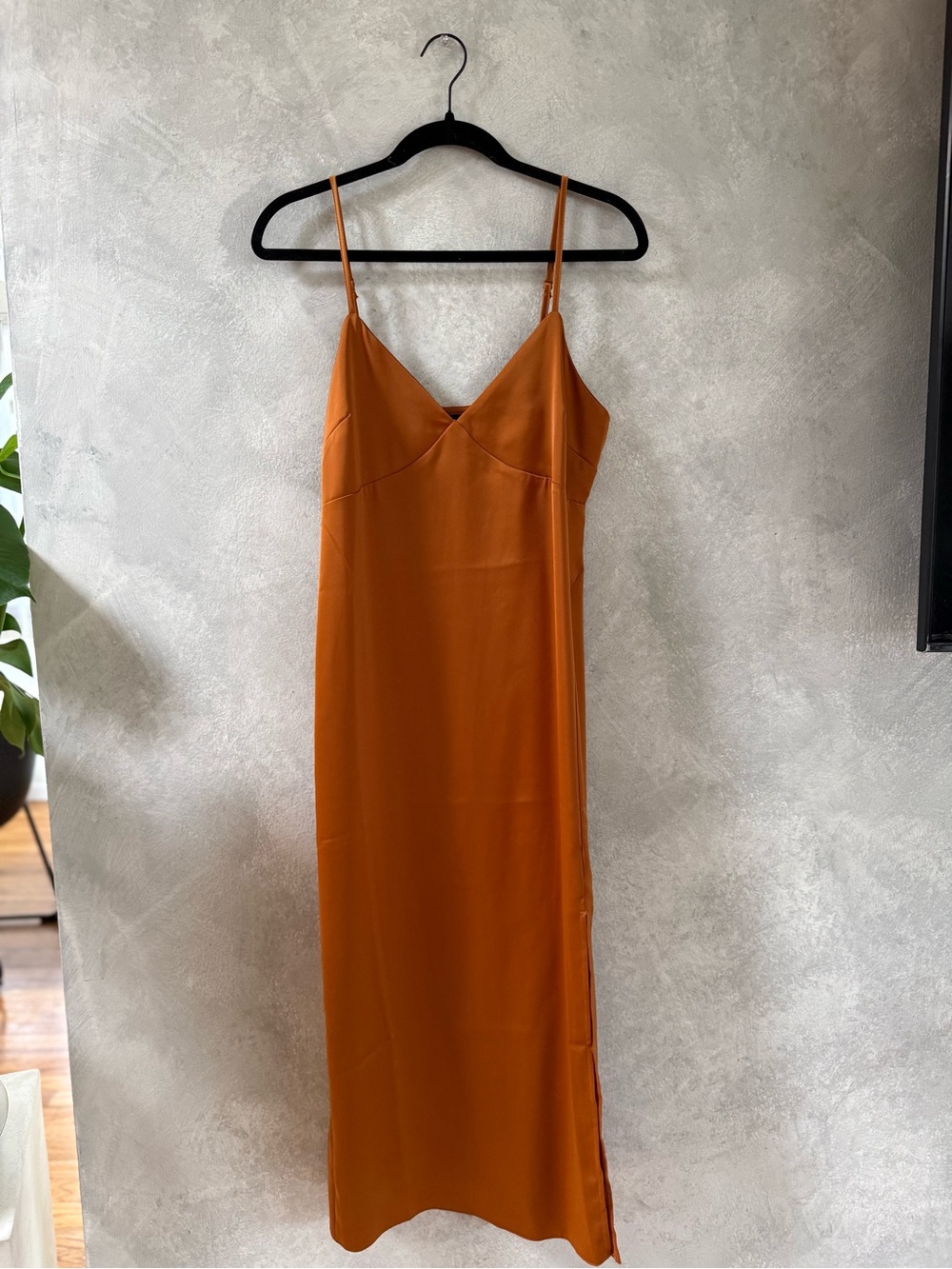 New Look Rust Orange Maxi Slip Dress with Spaghetti Straps